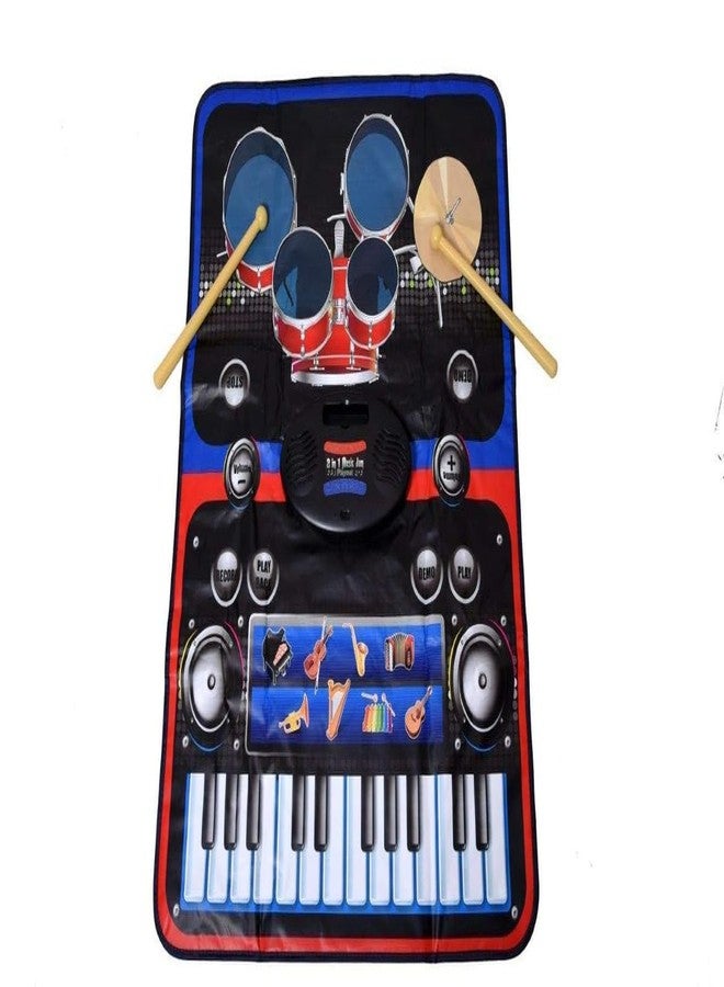 Jet Roy 2-in-1 Drum & Piano Combo Educational Musical Play mat w/ 8 Musical Instruments, 5pcs Drum Set, 10 Demos, 24-Key Keyboard, Built-in Speaker, Record Function - Image 4